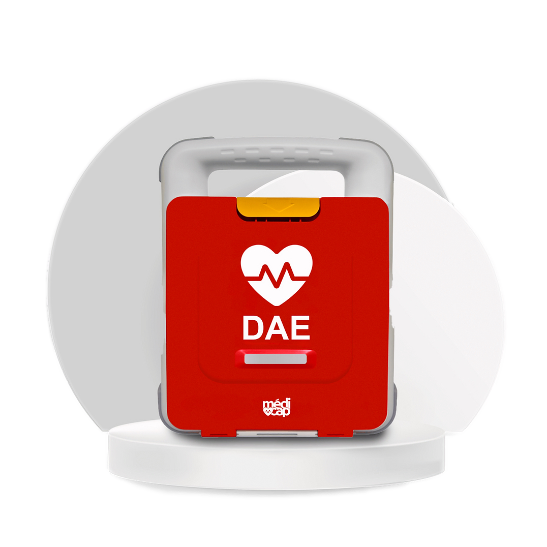 Défibrillateur automatisé externe (DAE) Médicap, boîtier rouge